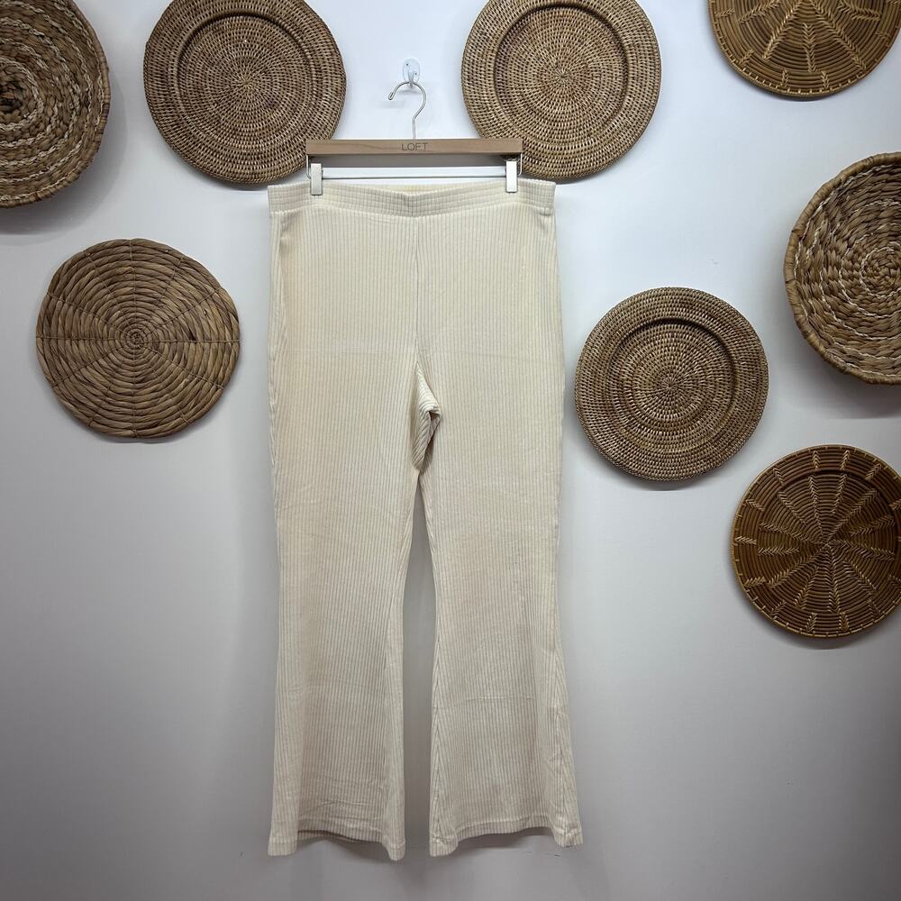 Aerie Ribbed Flare Pants Plus Size XXL Off-White Neutral Loungewear Boho Hippie